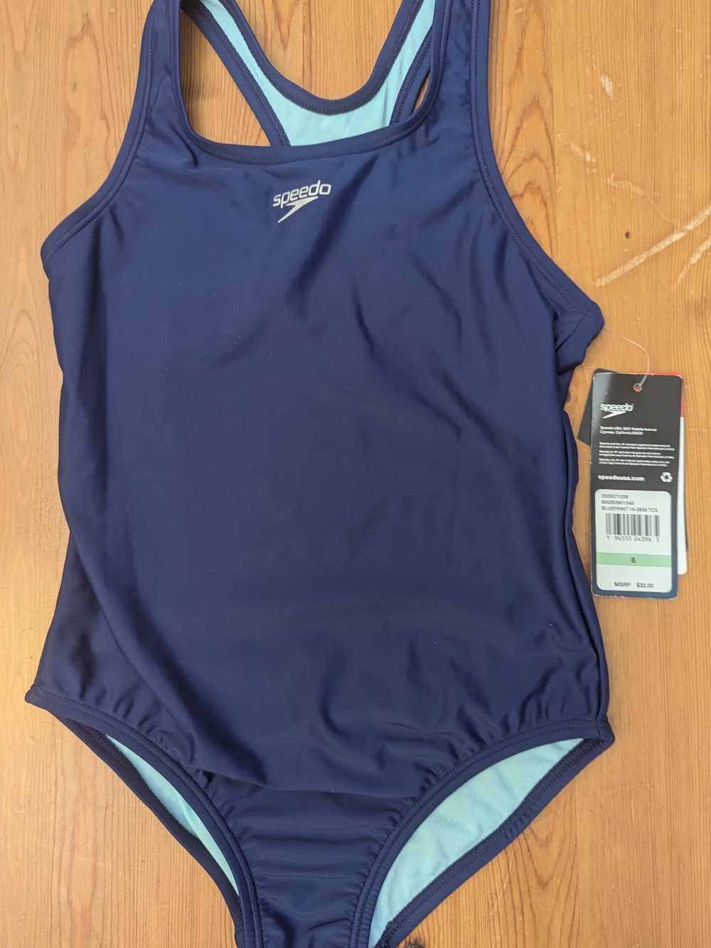 Speedo Navy and Light Blue Girls' One-Piece Swimsuit